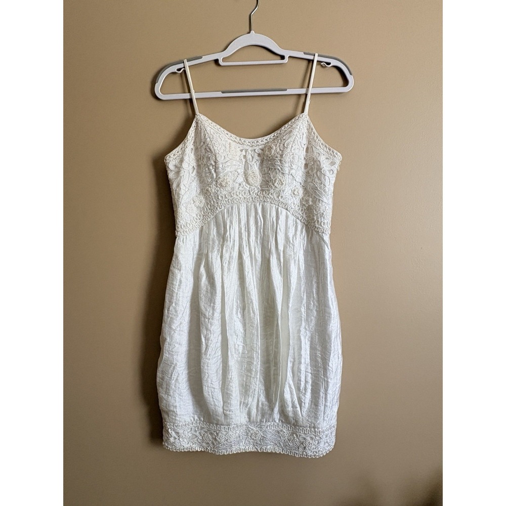 Sue Wong Dress Womens 10 White Bubble Hem Crochet Lace Boho